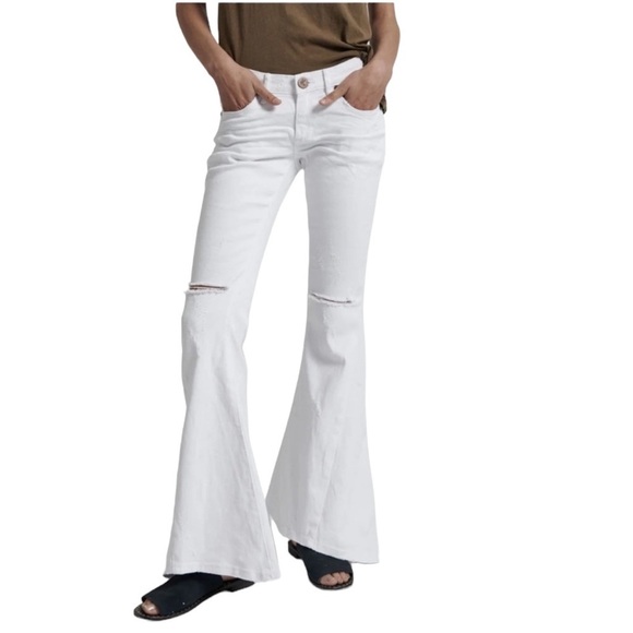 One Teaspoon LUXE WHITE MARINES Super Flared distressed, Jean’s SZ 28 - Picture 1 of 16